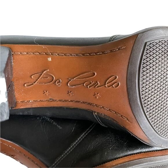 DE CARLO Tall Black Leather Heeled Boots Side Zip Made In Italy 7 - Picture 12 of 13